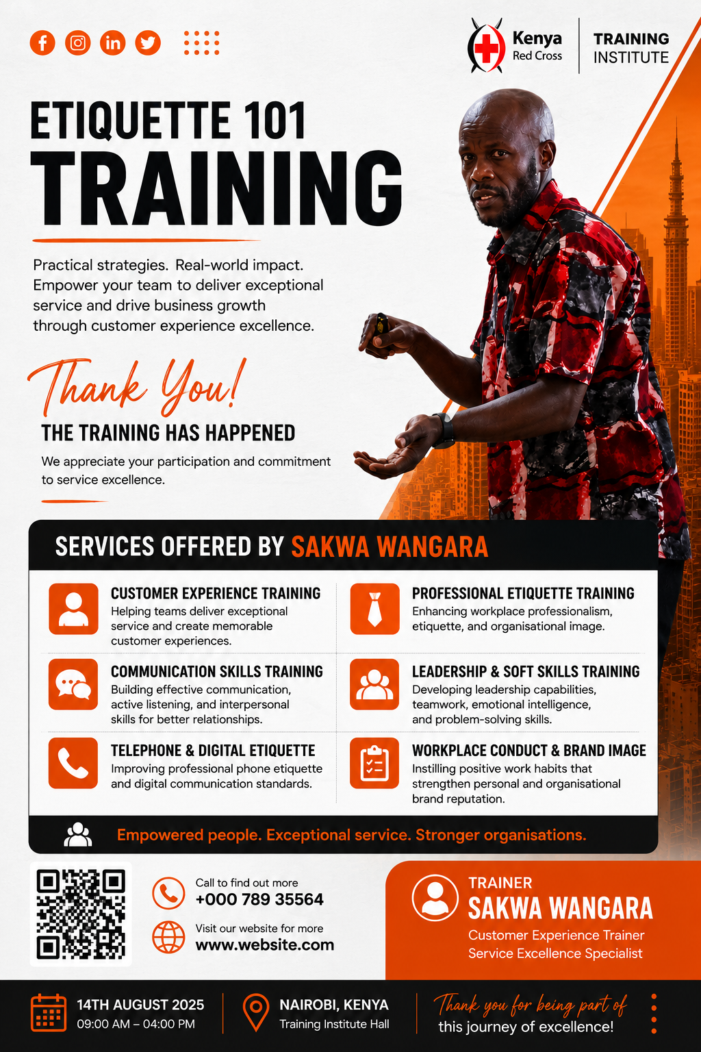 Sakwa Wangara facilitating leadership and team development training